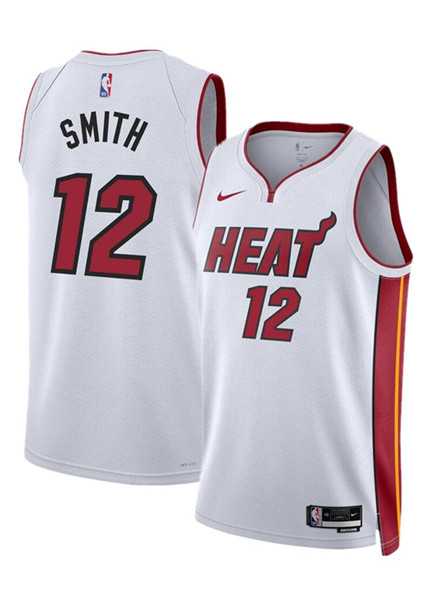 Mens Miami Heat #12 Dru Smith White 2024 Association Edition Stitched Basketball Jersey Dzhi->miami heat->NBA Jersey